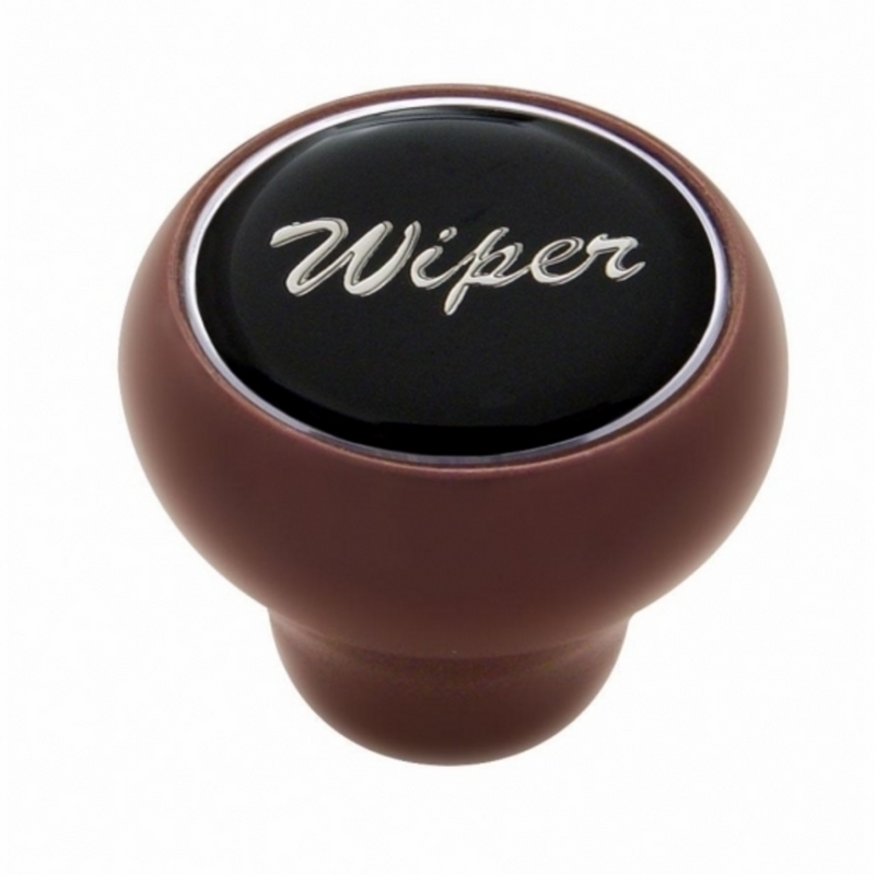 United Pacific "Wiper" Wood Deluxe Dash Knob Black Glossy Sticker 23554