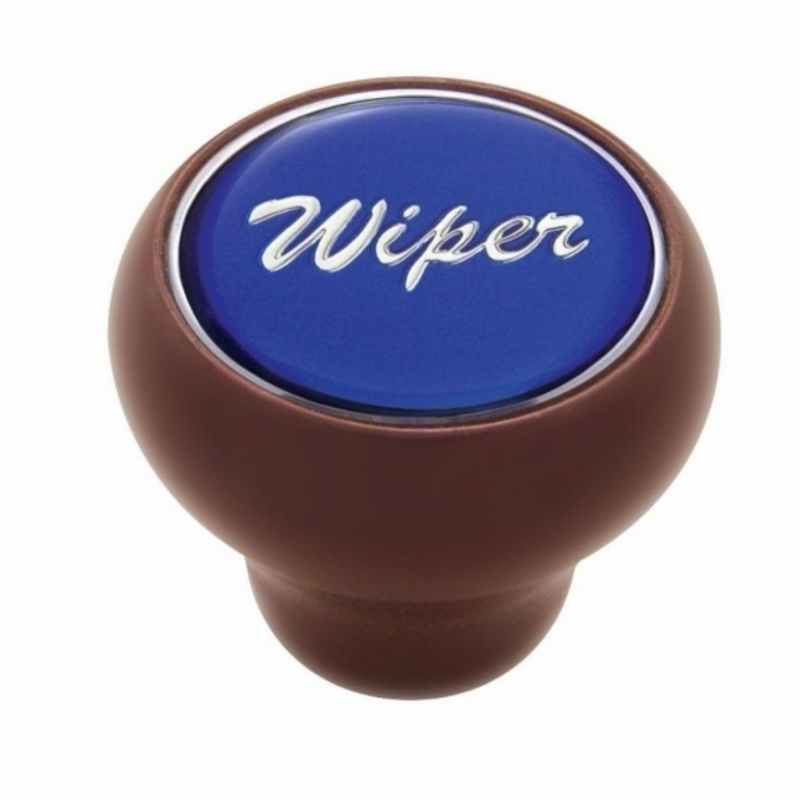 United Pacific "Wiper" Wood Deluxe Dash Knob Blue Glossy Sticker 23555