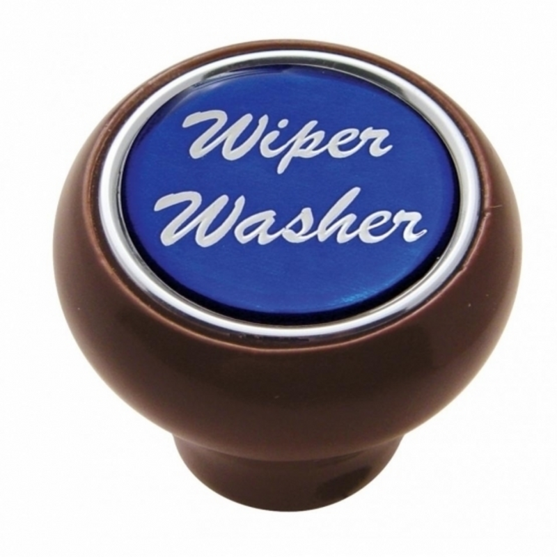 United Pacific "Wiper/Washer" Wood Deluxe Dash Knob Blue Glossy Sticker 23561