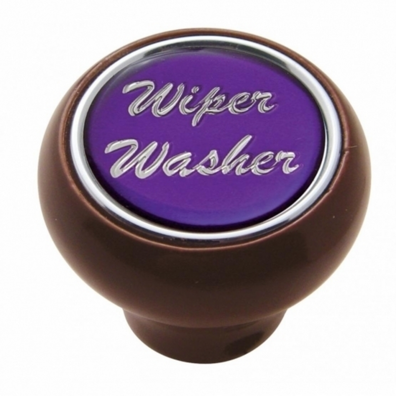 United Pacific "Wiper/Washer" Wood Deluxe Dash Knob Purple Glossy Sticker 23563
