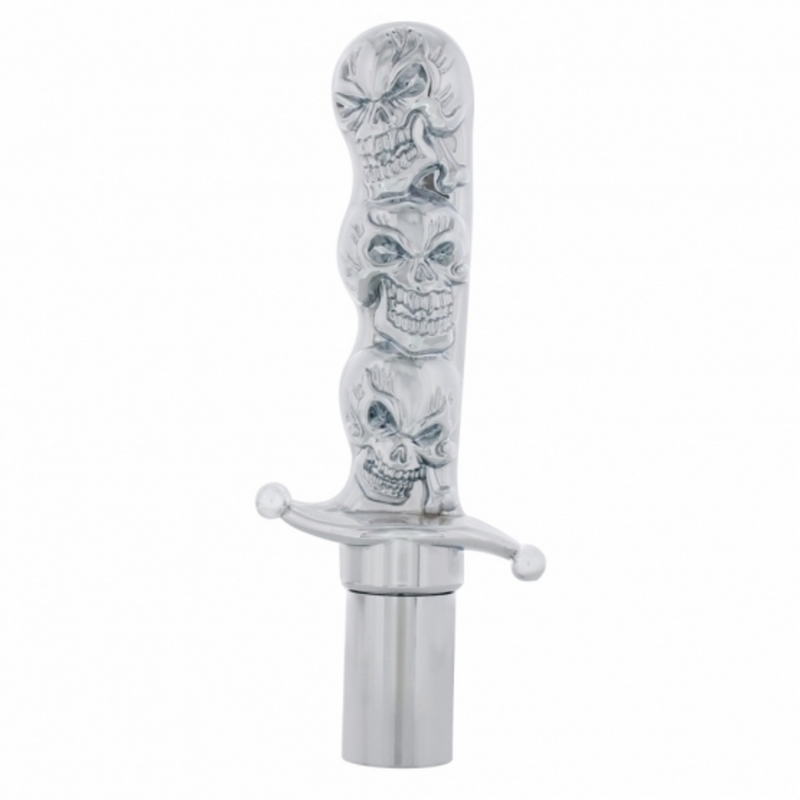 United Pacific Chrome Aluminum Skull Dagger Air Valve Knob 23578