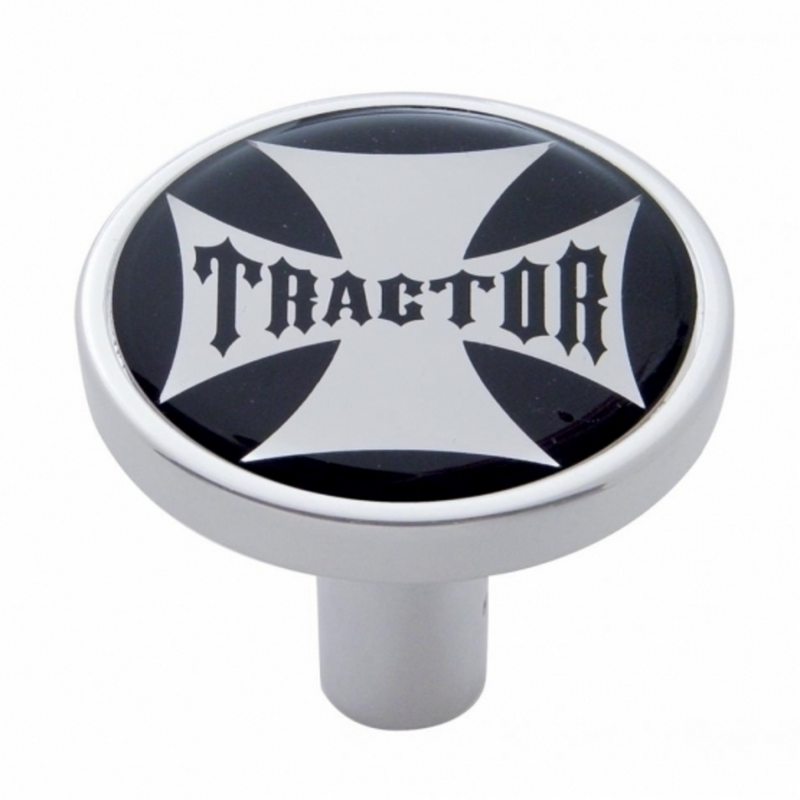 United Pacific "Tractor" Long Air Valve Knob Black Maltese Cross Sticker 23669