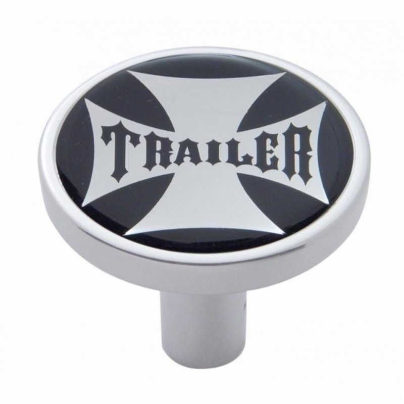 United Pacific "Trailer" Long Air Valve Knob Black Maltese Cross Sticker 23675