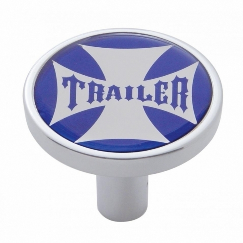 United Pacific "Trailer" Long Air Valve Knob Blue Maltese Cross Sticker 23676