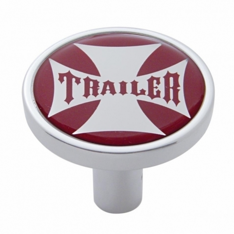 United Pacific "Trailer" Long Air Valve Knob Red Maltese Cross Sticker 23679