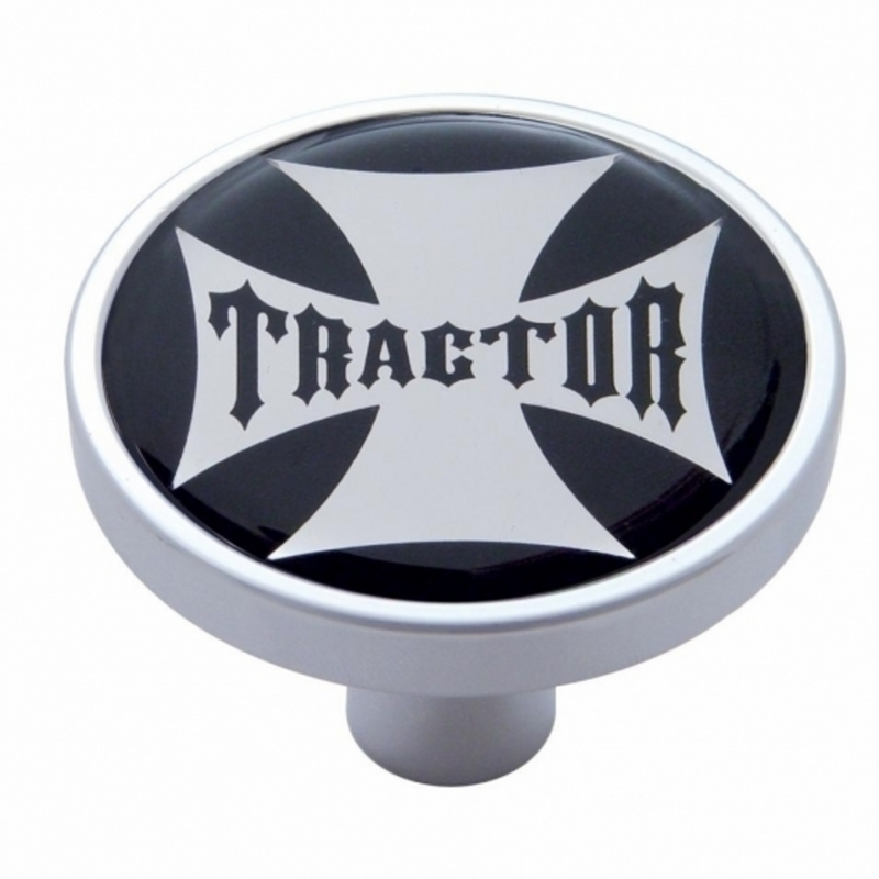 United Pacific "Tractor" Short Air Valve Knob Black Maltese Cross Sticker 23681