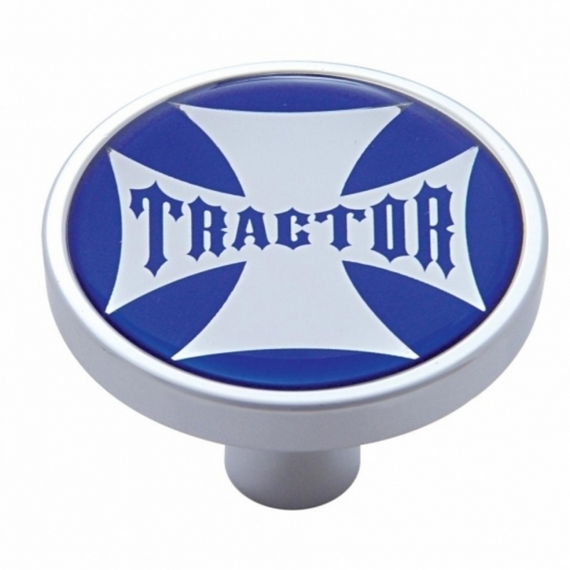 United Pacific "Tractor" Short Air Valve Knob Blue Maltese Cross Sticker 23682