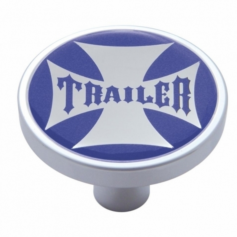 United Pacific "Trailer" Short Air Valve Knob Blue Maltese Cross Sticker 23688