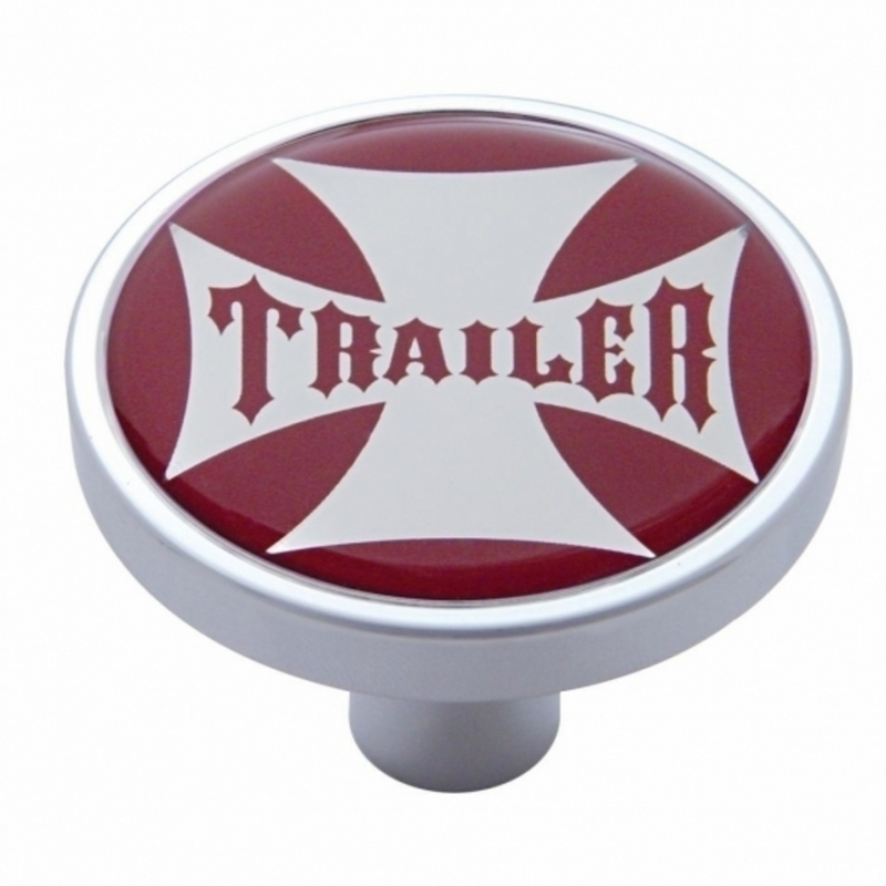 United Pacific "Trailer" Short Air Valve Knob Red Maltese Cross Sticker 23691