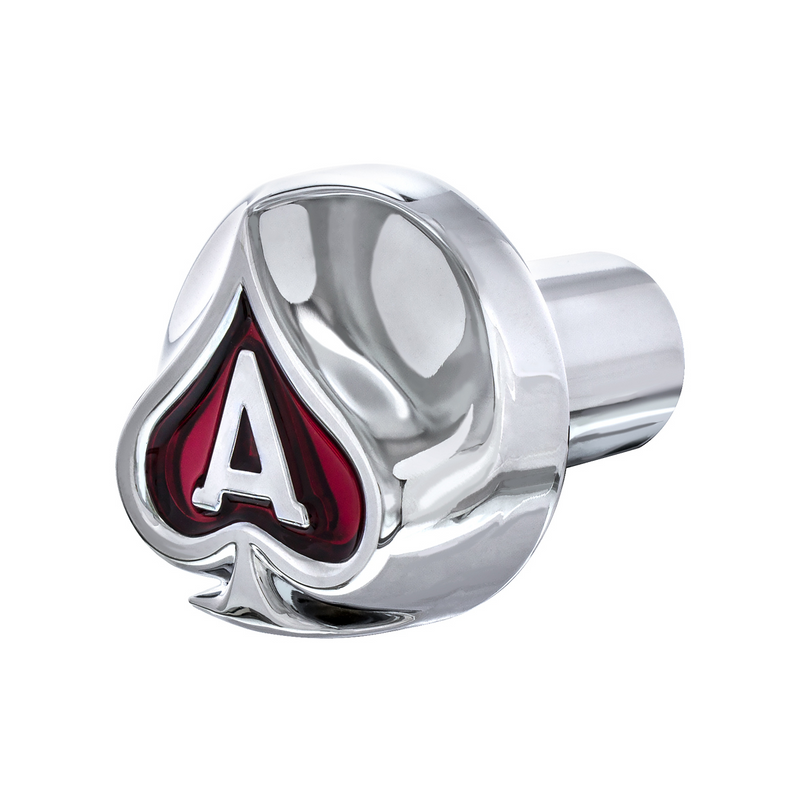 United Pacific Ace Of Spades Air Valve Knob Chrome With Red Inlay 23699