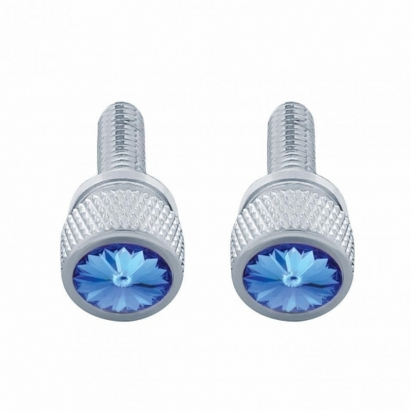 United Pacific 3/4" Short M6 Dash Screw With Crystal For Kenworth Blue Crystal (2-Pack) 23809P