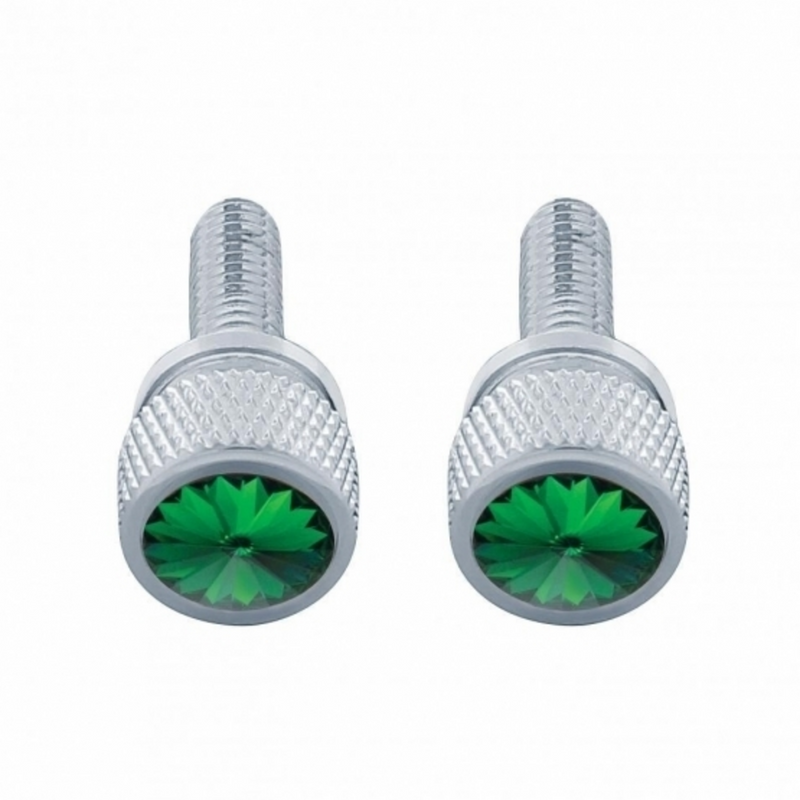 United Pacific 3/4" Short M6 Dash Screw With Crystal For Kenworth Green Crystal (2-Pack) 23810P