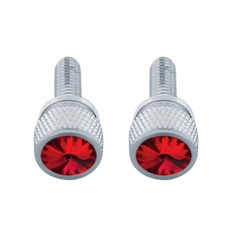 United Pacific 3/4" Short M6 Dash Screw With Crystal For Kenworth Red Crystal (2-Pack) 23812P