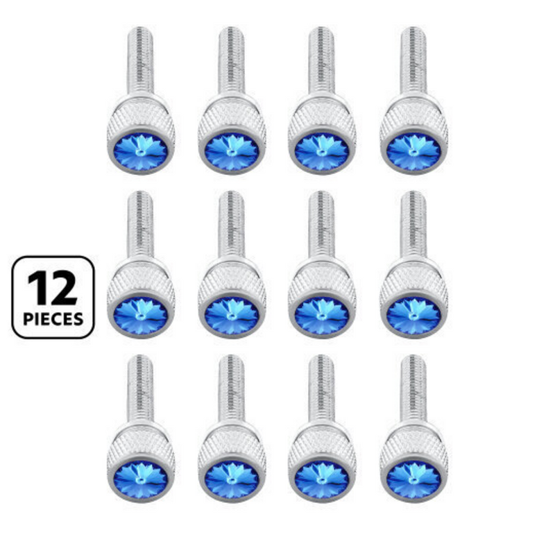 United Pacific 1-3/16" Long M6-1.0 Dash Screw With Crystal For Kenworth Blue Crystal(12-Pack) 23816