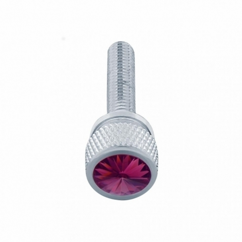 United Pacific 1-3/16" Long M6-1.0 Dash Screw With Crystal For Kenworth Purple Crystal(12-Pack) 23818