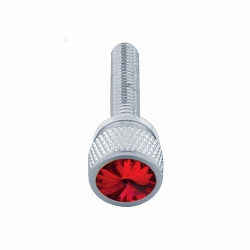 United Pacific 1-3/16" Long M6-1.0 Dash Screw With Crystal For Kenworth Red Crystal(12-Pack) 23819