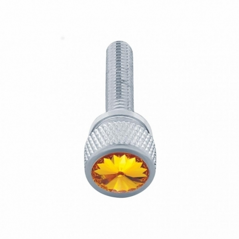 United Pacific 1-3/16" Long M6-1.0 Dash Screw With Crystal For Kenworth Amber Crystal(12-Pack) 23821