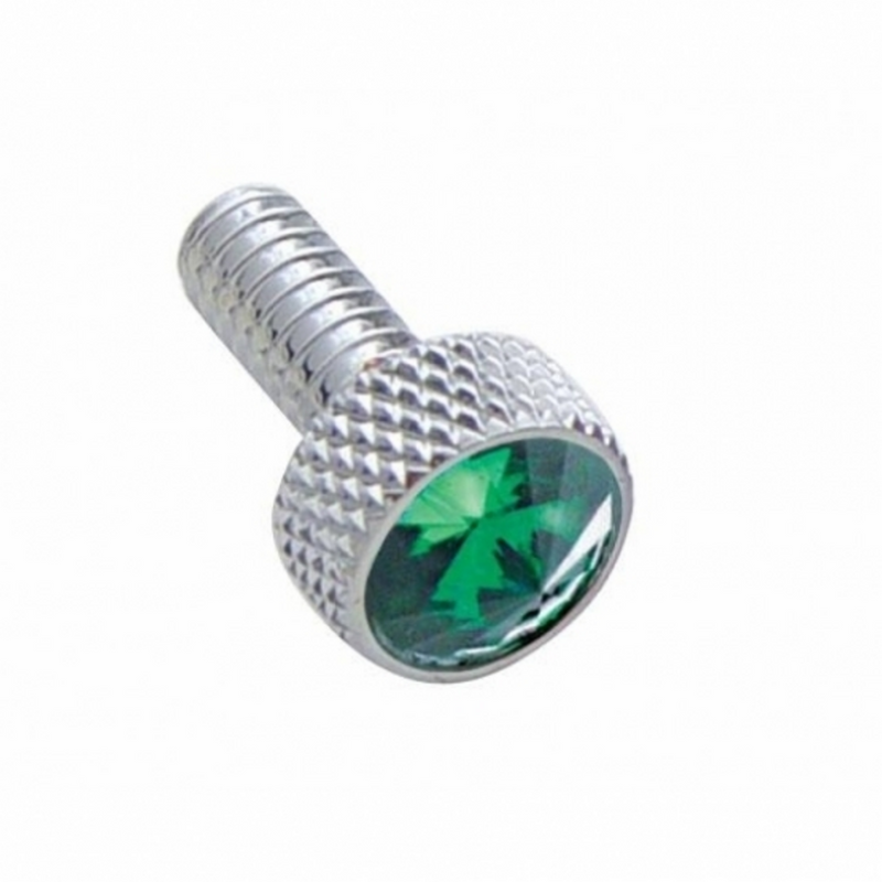 United Pacific Small Dash Screw With Green Crystal For Peterbilt (2-Pack) 23834