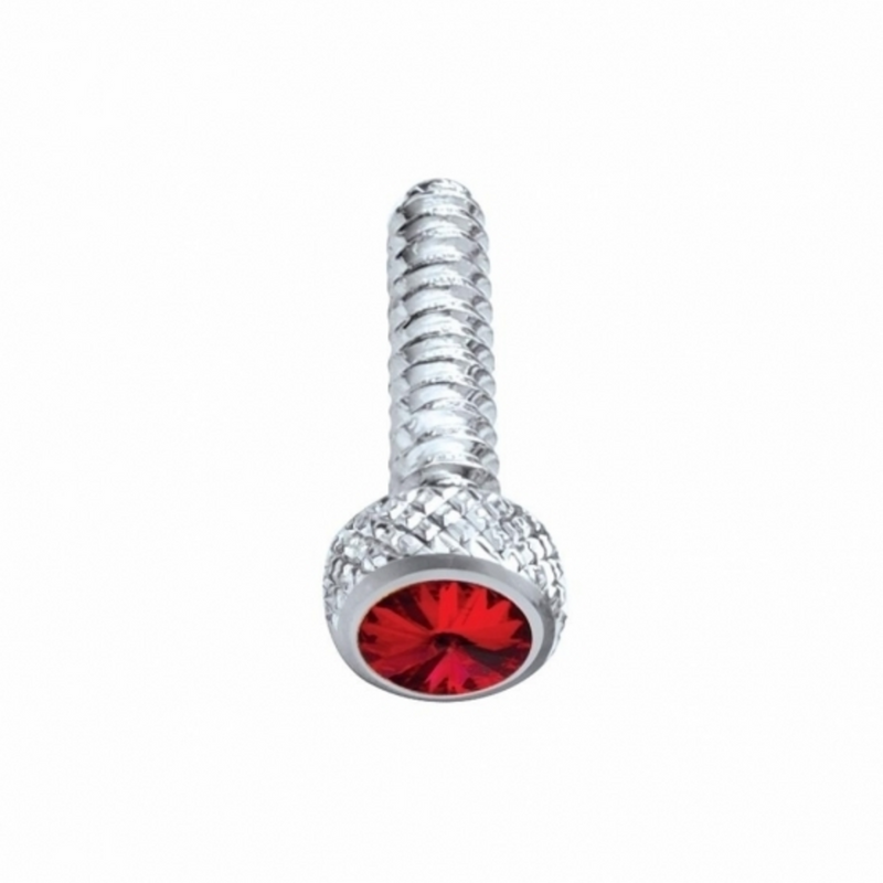 United Pacific Chrome Short Dash Screw For Freightliner With Red Crystal (Bulk) 23843B