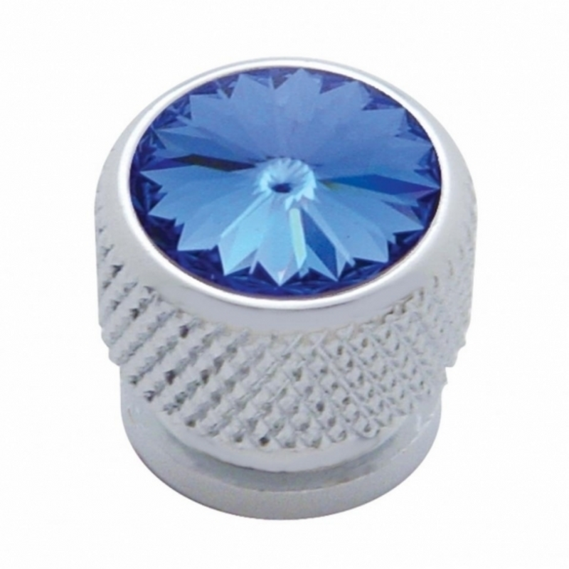 United Pacific Chrome Bolt Head With Blue Crystal (Card of 4) 23908