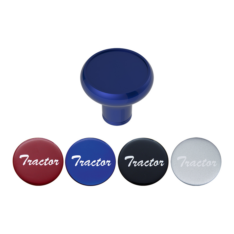 United Pacific Deluxe Aluminum Screw-On Air Valve Knob With Multi-Color Glossy Tractor Sticker Indigo Blue 23929