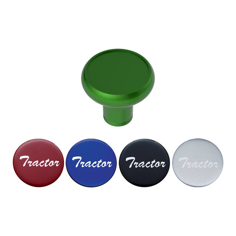 United Pacific Deluxe Aluminum Screw-On Air Valve Knob With Multi-Color Glossy Tractor Sticker Emerald Green 23930