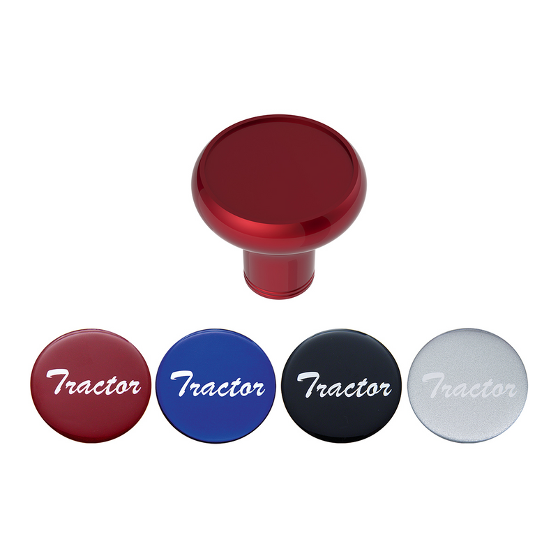 United Pacific Deluxe Aluminum Screw-On Air Valve Knob With Multi-Color Glossy Tractor Sticker Candy Red 23931