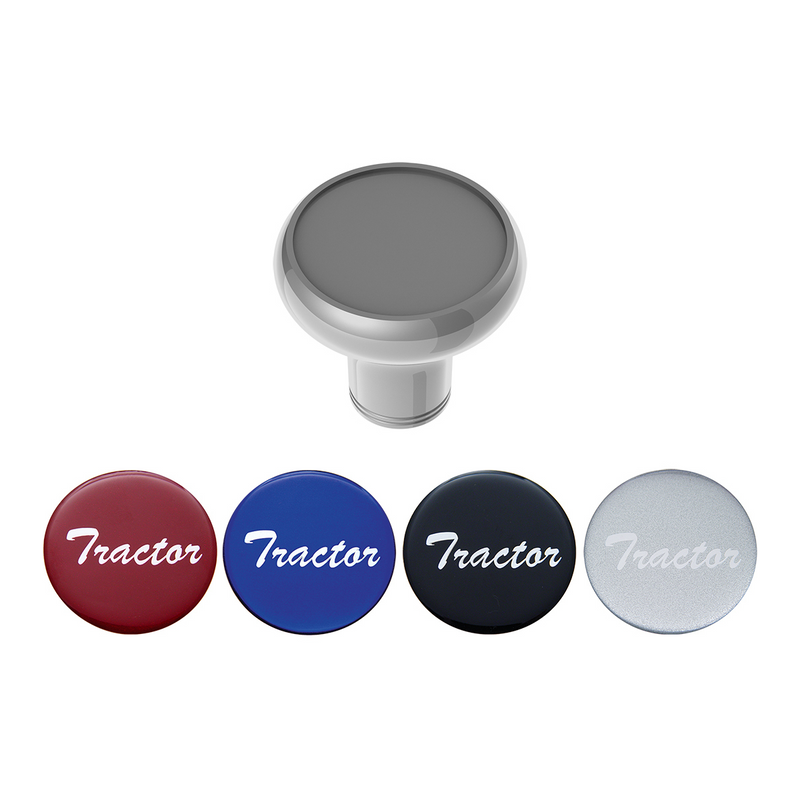 United Pacific Deluxe Aluminum Screw-On Air Valve Knob With Multi-Color Glossy Tractor Sticker Liquid Silver 23932