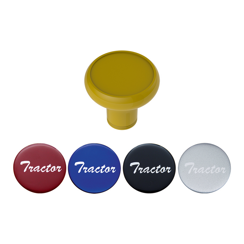 United Pacific Deluxe Aluminum Screw-On Air Valve Knob With Multi-Color Glossy Tractor Sticker Electric Yellow 23934