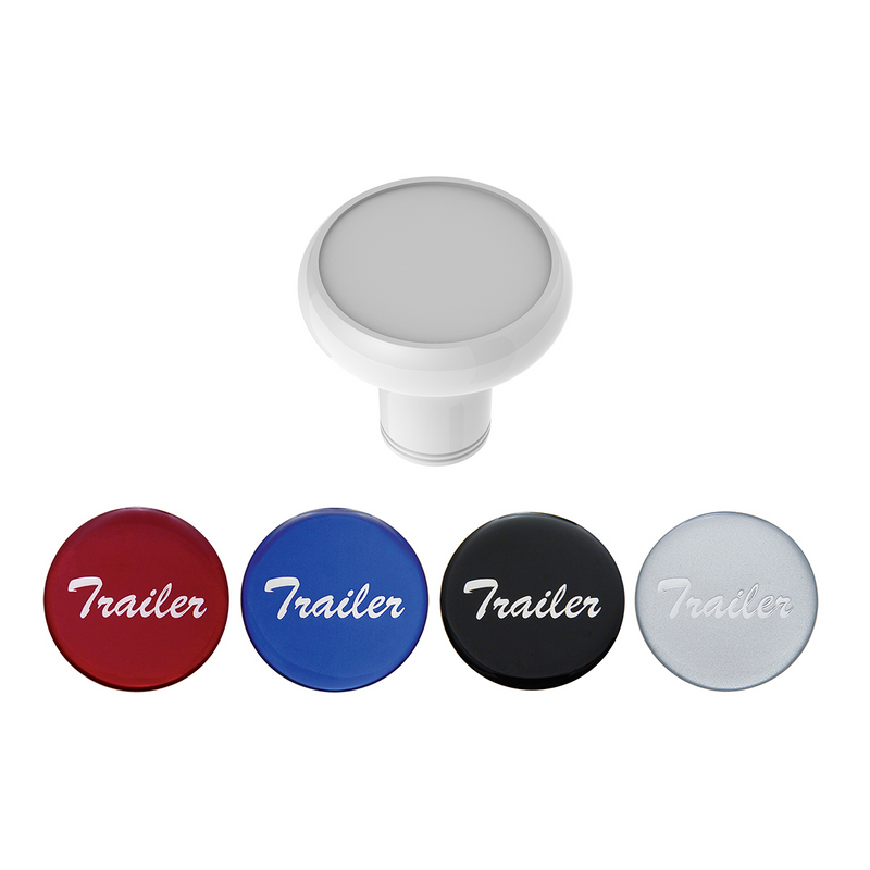 United Pacific Deluxe Aluminum Screw-On Air Valve Knob With Multi-Color Glossy Trailer Sticker Pearl White 23940