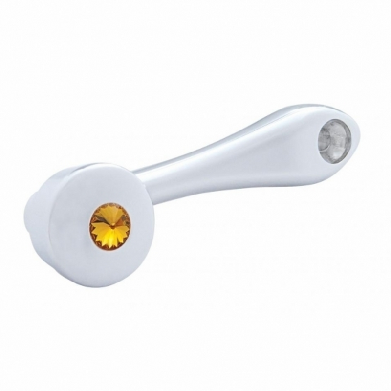 United Pacific Chrome Die-Cast Window Crank With 16-Spline 7/16 OD Adapter Amber Crystal 24015
