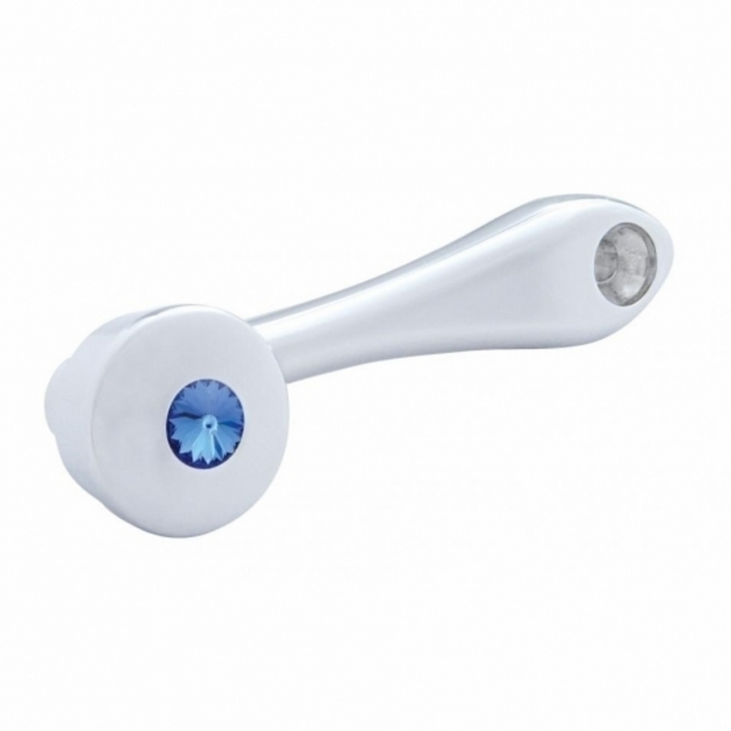 United Pacific Chrome Die-Cast Window Crank With 3/8 Square Adapter Blue Crystal 24023