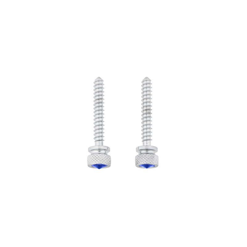 United Pacific Chrome Long Dash Screw With Blue Crystal For Freightliner (2-Pack) 24052