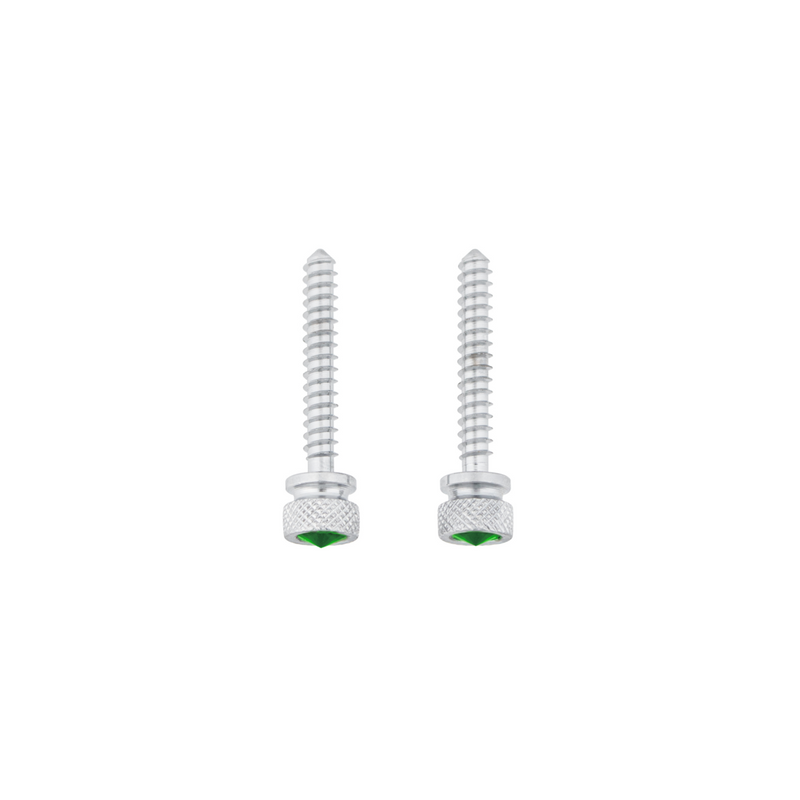United Pacific Chrome Long Dash Screw With Green Crystal For Freightliner (2-Pack) 24054