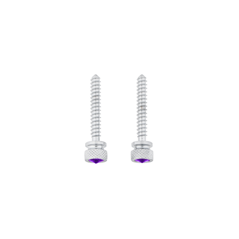 United Pacific Chrome Long Dash Screw With Purple Crystal For Freightliner (2-Pack) 24055