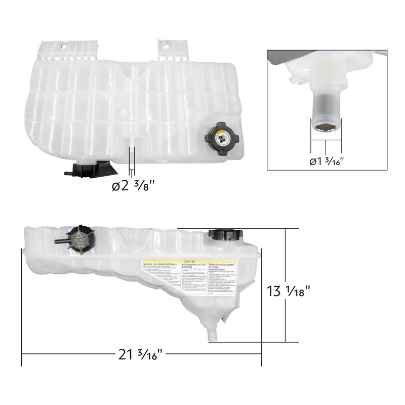 United Pacific Pressurized Coolant Reservoir & Coolant Level Sensor For 2008-2022 Peterbilt 389 & Kenworth W900 26001