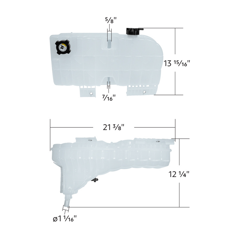 United Pacific Pressurized Coolant Reservoir & Coolant Level Sensor For 2008-2022 Peterbilt 389 & Kenworth W900 26007