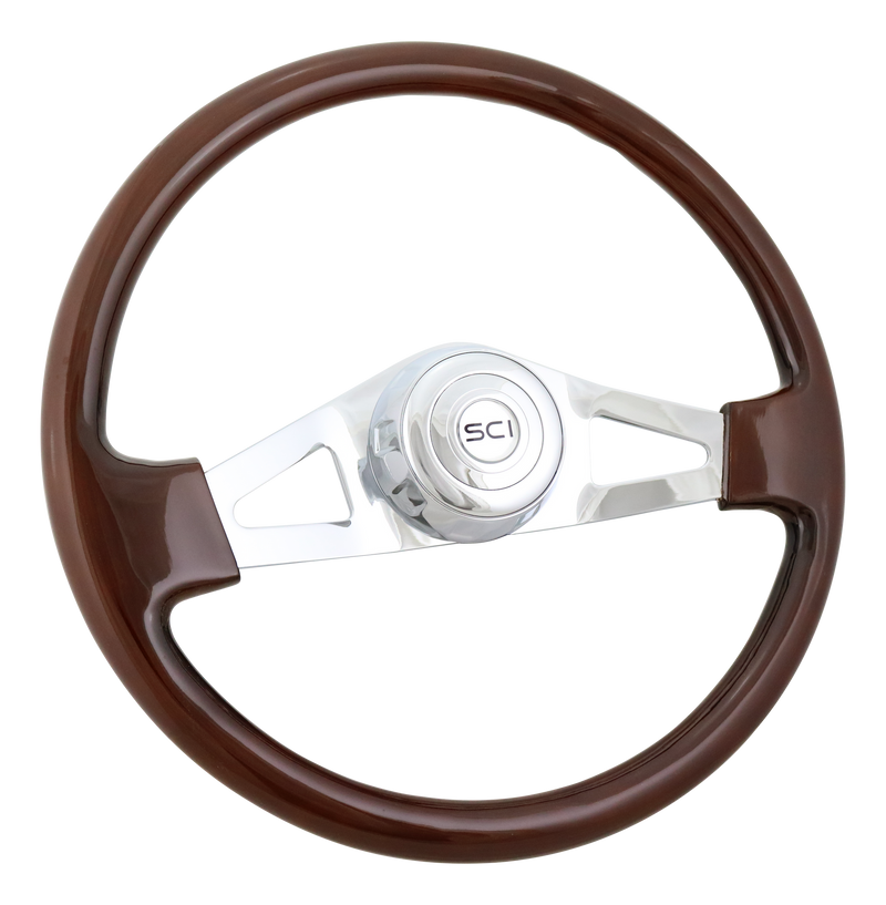 Steering Creations 18" Wood Rim Steering Wheel- Pinion Mahogany
