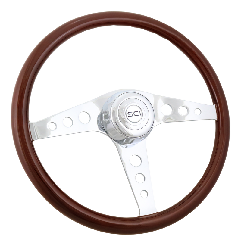 Steering Creations 18" Wood Rim Steering Wheel- Racer Mahogany