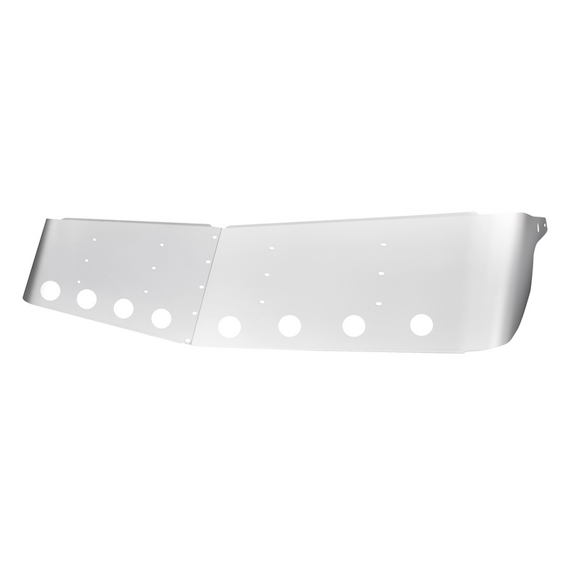 United Pacific 13-1/2" Stainless Curved Drop Visor With Eight 2" Light Cutouts For 1995-2006 Kenworth W900 28014