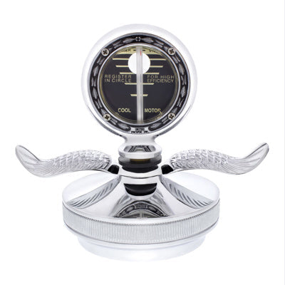 United Pacific Chrome Aluminum Boyce Motometer with Base and Chrome Wings