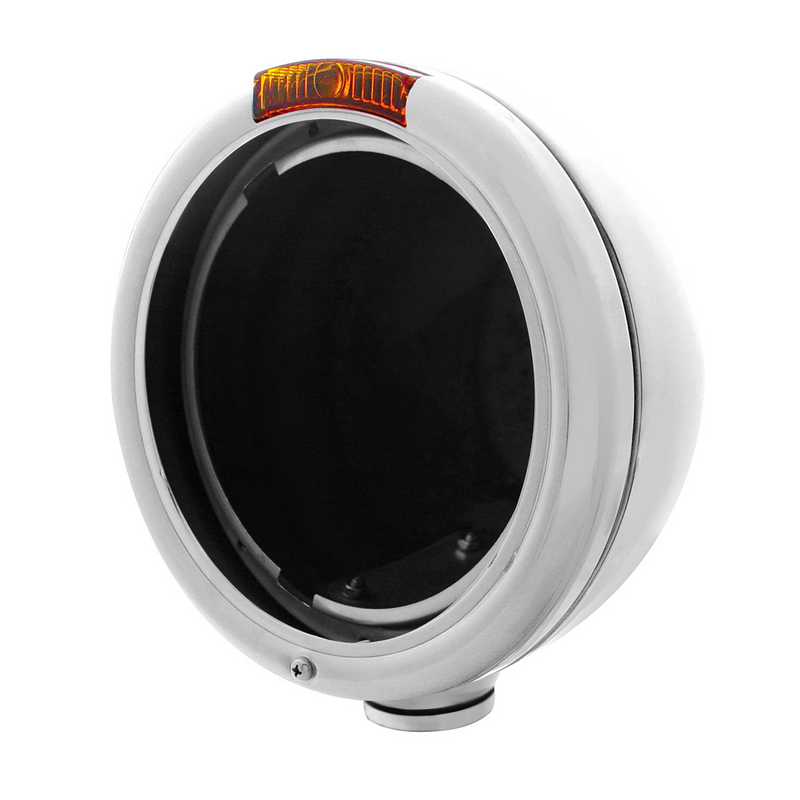 United Pacific Stainless Steel "Classic" Headlight No Bulb & Turn Signal Light Amber Lens 30370