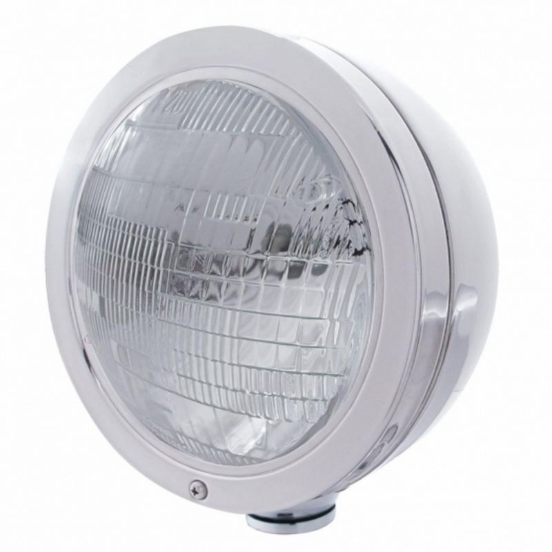United Pacific Stainless Steel "Bullet" Classic Headlight 6014 Bulb 30410
