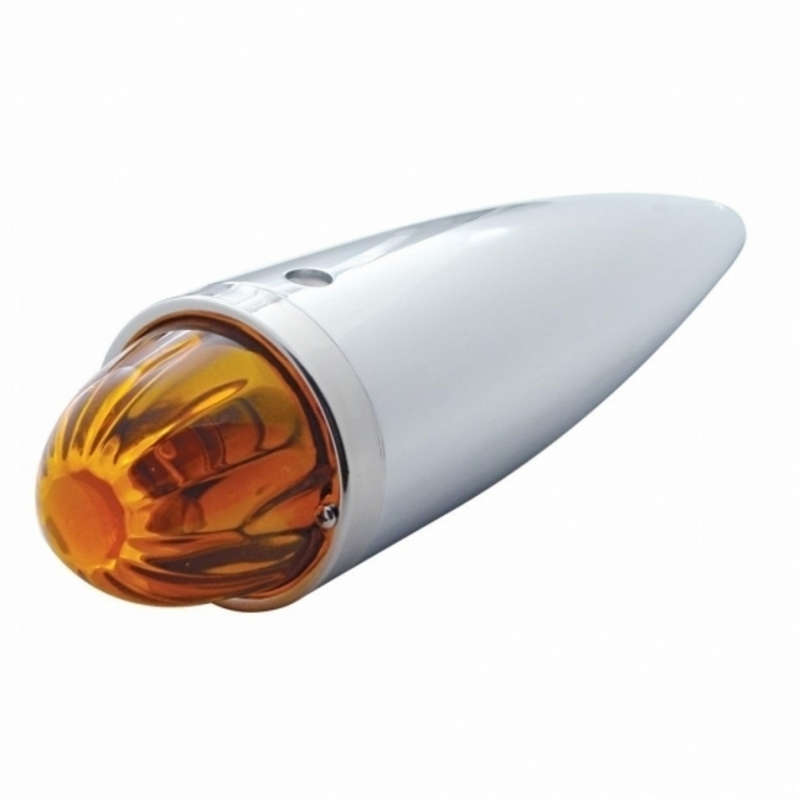 United Pacific Chrome Die Cast Torpedo Cab Light With Watermelon Glass Lens & 1156 Bulb Amber 30534