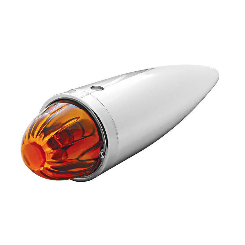 United Pacific Chrome Die Cast Torpedo Cab Light With Watermelon Glass Lens & 1156 Bulb Dark Amber 30535