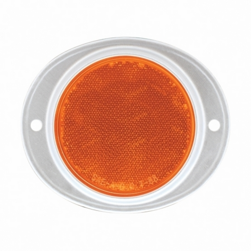 United Pacific 3-3/16" Round Reflector With Aluminum Mount Base Amber 30709