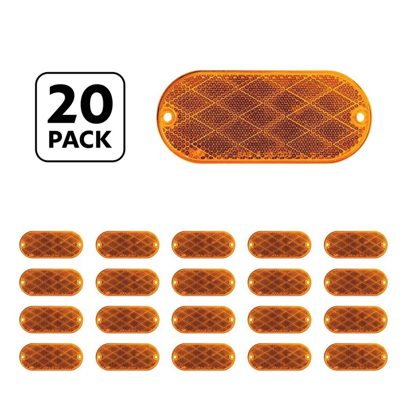 United Pacific 4" X 2" Oval Quick Mount Reflector Amber (20 Pcs) 30711P20