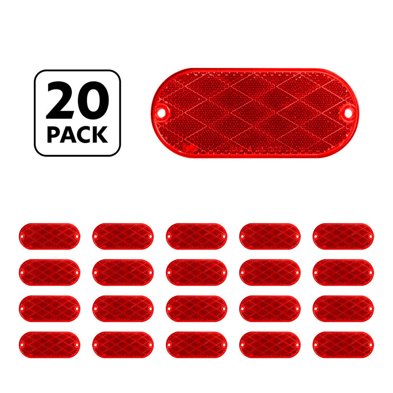 United Pacific 4" X 2" Oval Quick Mount Reflector Red (20 Pcs) 30712P20