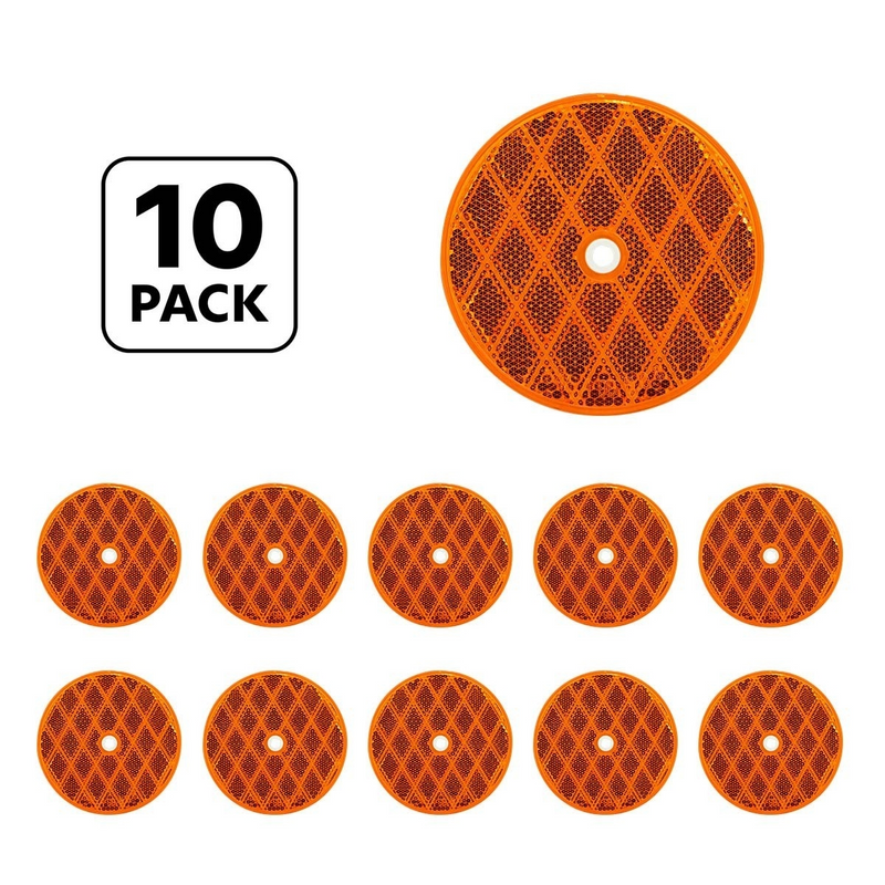 United Pacific 3 3/16" Round Center Bolt Reflector Amber (10 Pcs) 30723P10