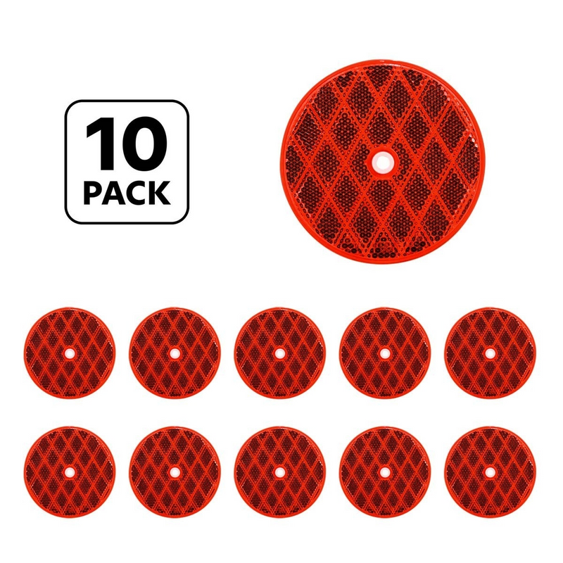 United Pacific 3 3/16" Round Center Bolt Reflector Red (10 Pcs) 30724P10